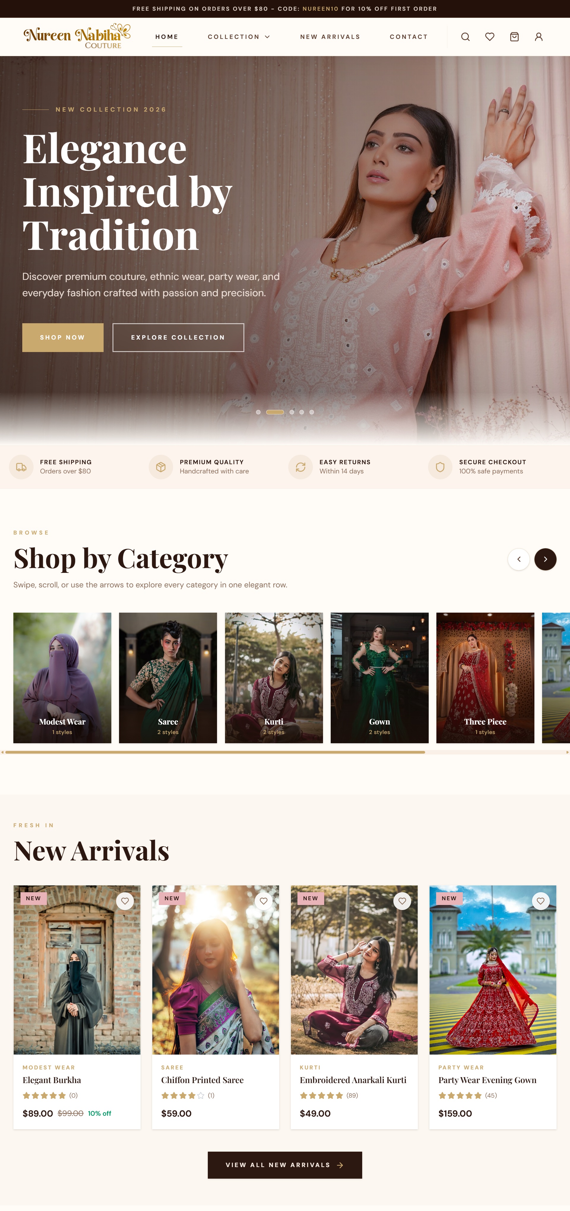 Nureen Nabiha Couture website preview